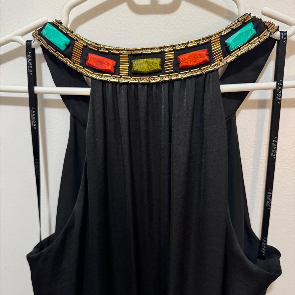 Laundry by Shelli Segal Beaded Elegant Black Asymmetrical Dress - Picture 6 of 6